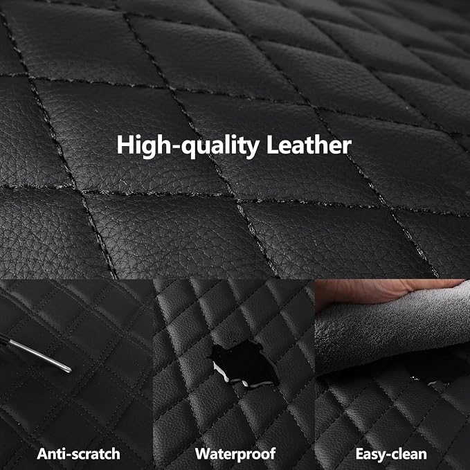 HChengkikz Faux Leather Full Set Car Seat Covers, Front & Split Rear | Bench Seat Protectors, Easy to Install Universal Fit for Sedans, Trucks, Vans, SUVs Automotive Interior Accessories
