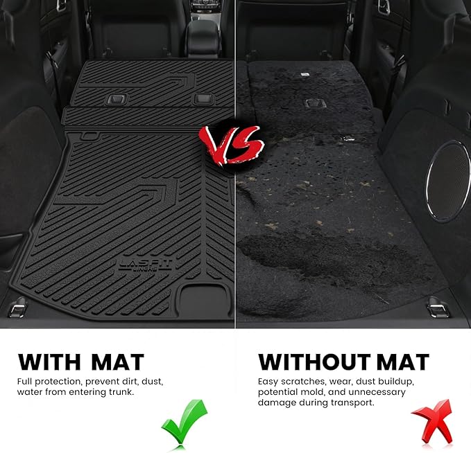 LASFIT Cargo Mat for Jeep Grand Cherokee 2011-2021 Accessories Rear Backrest Mat Trunk Seatback All Weather TPE Custom Fit Cargo Liners Black