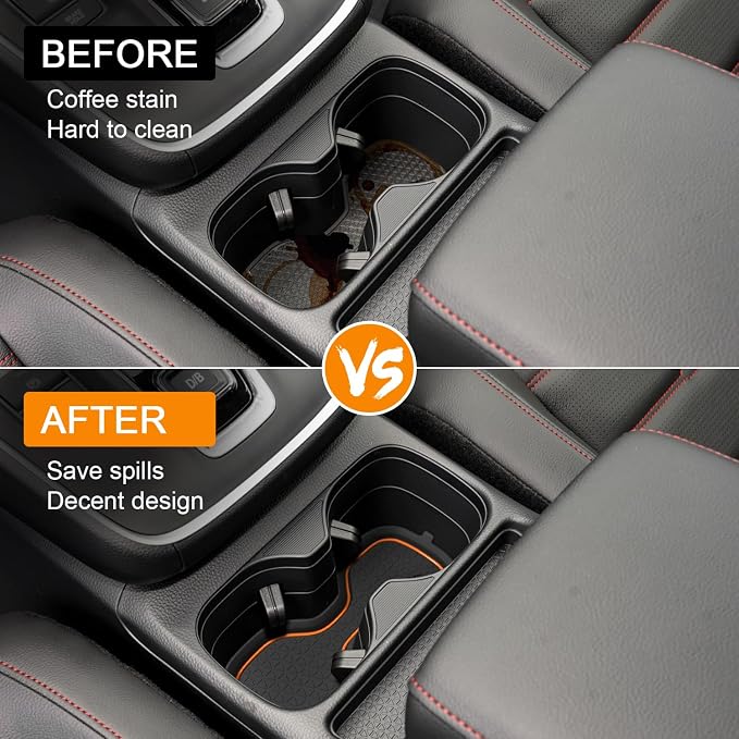 for Honda CRV Accessories 2023 2024 2025 2026 3D Cup Holder Center Console Liner Inserts Silicone Anti-dust Mat Pad Interior Decoration (2 Pcs, Orange Trim)