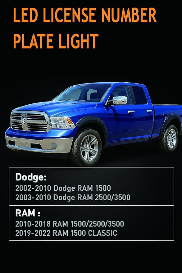 LED License Plate Light Accessories For 2003-2018 Dodge Ram 1500 2500 3500 Led License Number Plate Light White Lamp Assembl