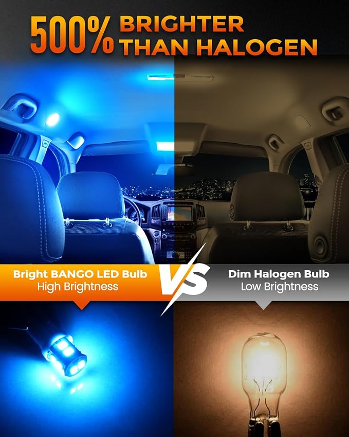 BANGO 24 Pieces Car LED Interior Light Bulbs, Non-Polarity Design with Removal Tool, Suitable for Car Dome Map Door Trunk License Plate Lights, Etc. (Ice Blue)