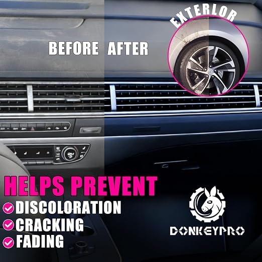 DONKEYPRO Polishing Cleaner, Car Interior Cleaner - Repels Dust & Staining, Restores & Protects Plastic, Vinyl, Leather Seats - UV Guard, Anti-Aging, Interior Detailer Spray with Iron Can(2 x 15oz)