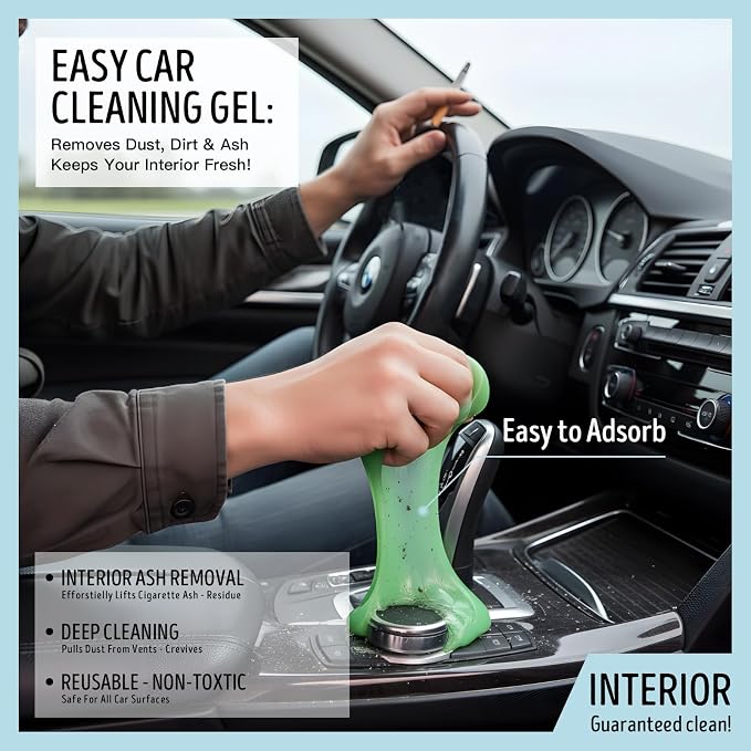Car Cleaning Gel,Reusable Car Cleaning Putty for Interior Detailing, Car Cleaning Supplies, Auto Detailing Tools, Car Slime for Dust Removal, Car Accessories Interior, Car Cleaning Kit(Green, 0.8 OZ)