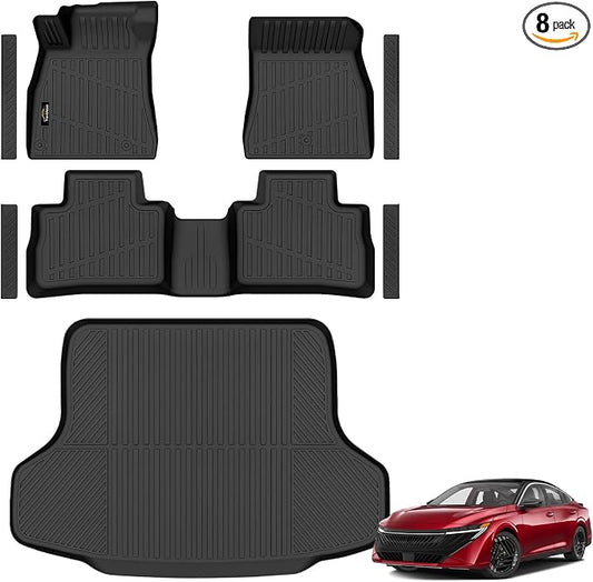 Floor Mats & Cargo Liner Custom Fit for Nissan Sentra 2026, Door Sill Guards, All Weather TPE Rubber Anti-Slip 1st & 2nd Row & Trunk Mat Floor Liners for Sentra 2026 Accessories, Black