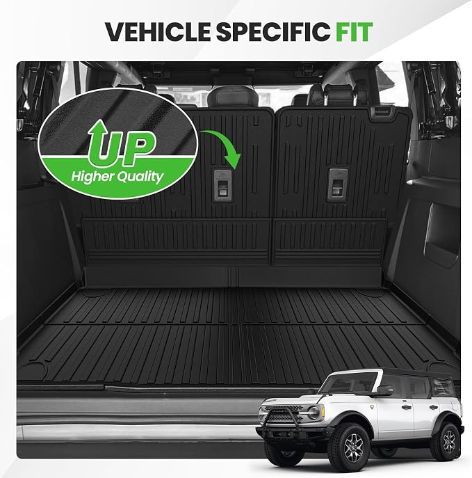 Cartist Cargo Liner for Ford Bronco (Only for 4 Door) 2021-2025 2026, All Weather Cargo Mats for Bronco Accessories, Heavy Duty TPE Trunk Mat, Car Accessories