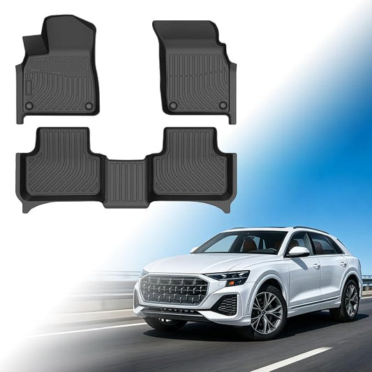 Floor Mats for Audi Q7/SQ7 2017-2026, Q8/SQ8 2019-2025 | for SQ8 e-tron Sportback 2024-2026 TPE Floor Mats, Non-Slip Waterproof Front & Rear Row Accessories