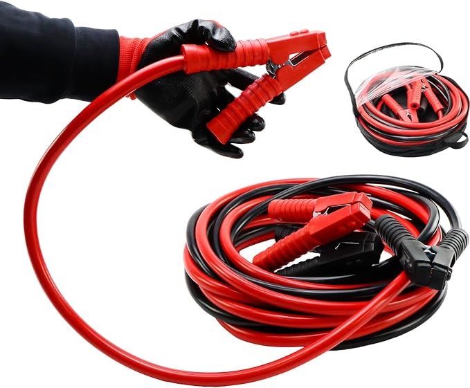 iMeshbean 2/0 Gauge 30FT Jumper Cables, Commercial Grade Automotive Booster Cables for Jump Starting Dead or Weak Batteries, Heavy Duty Booster Cable for Car Van Truck,with Storage Bag