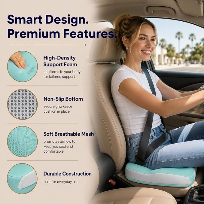 Memory Foam Ergonomic Seat Cushion for Office Chairs Pain Relief | Suitable for prolonged sitting, relieves tailbone pain, fits office chairs, wheelchairs, car seats and computer desk chairs