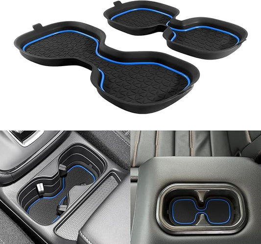 for Honda CRV Accessories 2023 2024 2025 2026 3D Cup Holder Center Console Liner Inserts Silicone Anti-dust Mat Pad Interior Decoration (2 Pcs, Blue Trim)