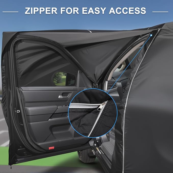 X AUTOHAUX Car Cover for Toyota Sienna 210D-PU Outdoor Full Car Cover All Weather with Door Zipper for Waterproof Windproof Sun Rain Snow Protection