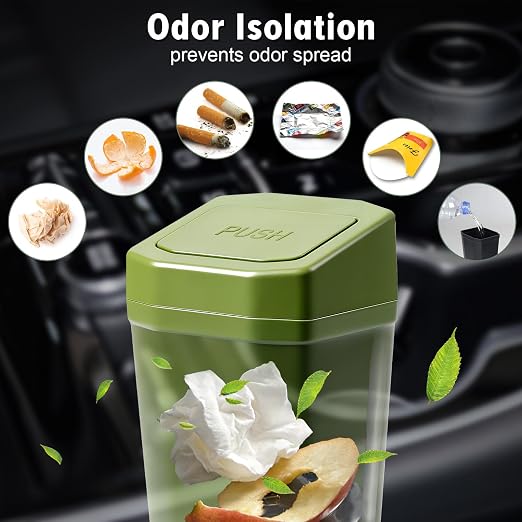 Car Trash Can with Lid - Mini Car Garbage Can Bin for Cup Holder - Green Small Leakproof Vehicle Trash Bin for Back Seat, Cute Automotive Accessories Organizers and Storage for Door SUV Truck
