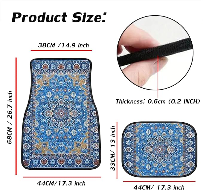 Car Floor Mats Non-Slip Automotive Floor Mats All-Weather Front Rear Car Floor Foot Mat Sets of 4 Pieces Foot Mats Rugs Carpet for Car Trucks SUV Sedans (Blue)