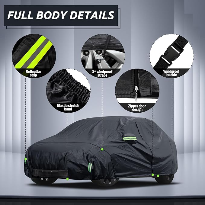 Migaven 6 Layers Car Cover Custom Fit for Model Y Car Cover 2020-2026 Waterproof Full Exterior Cover Rain Snow Protection with Charging Port Ventilated Mesh Door Zipper