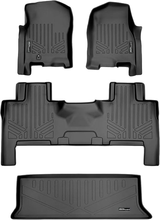 SMARTLINER Floor Mats and Cargo Liner Behind 3rd Row Set Compatible with 2007-2010 Ford Expedition