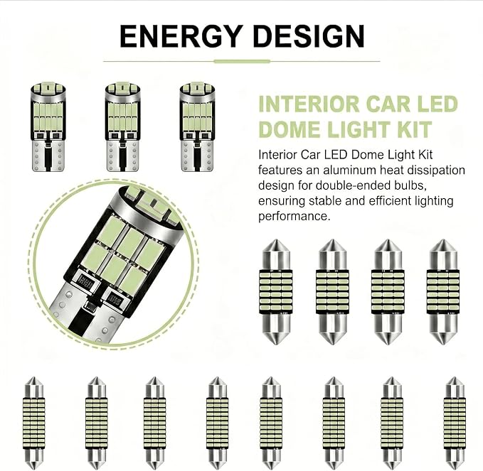 24PCS Car LED Interior Light Kit, T10 31mm 41mm LED Dome Light Bulb Set Replacement for Map License Plate Door Side Marker Cornering and Trunk Interior Lighting, Fits Most Cars(Ice Blue)