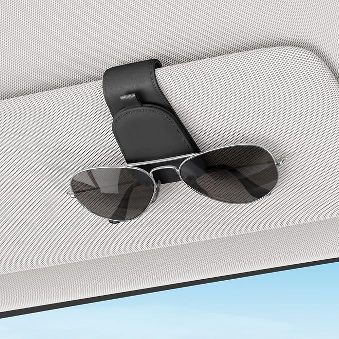 Sotfamily Sunglass Holder for Car Visor, Black, 2 Packs | Suede Cloth, Magnetic, Organizer for Car Accessories