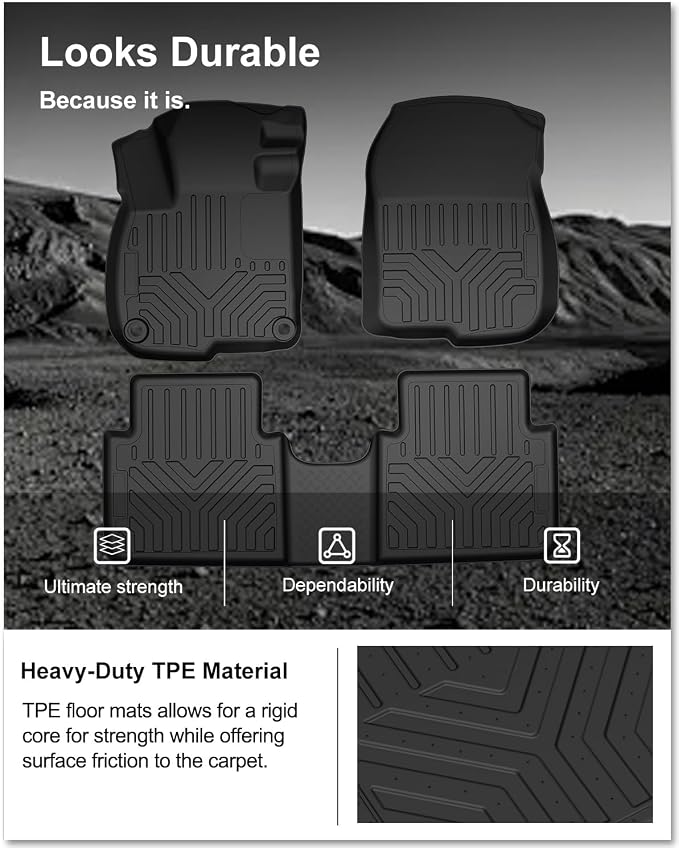 Kiwi Master Floor Mats for 2017-2022 Honda CR-V | Custom Fit All Weather Car Mats, Heavy Duty TPE Floor Liners, Front & Rear 2 Row Set, Black
