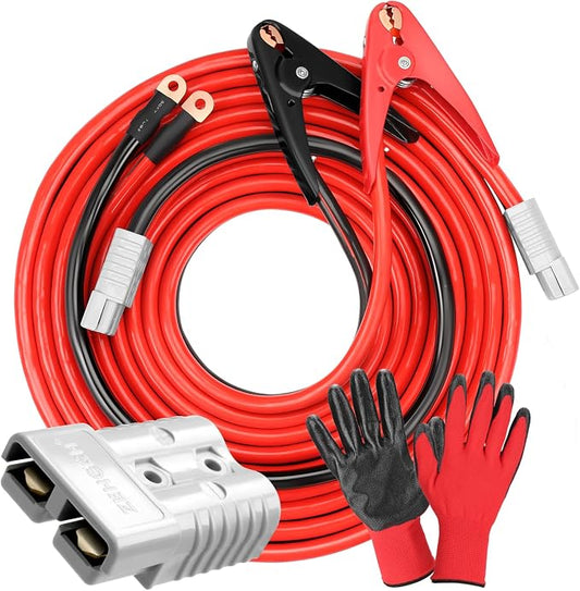 Heavy Duty Booster Jumper Cables, 25 Feet 1000A 1 Gauge Automotive Booster Cables with Quick Connect Plug Jumper Cables Kit for Car, SUV, Trucks, RV up to 8-Liter Gasoline