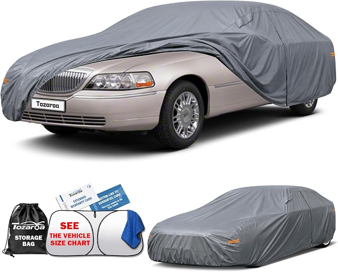 Car Cover Waterproof All-Weather,Outdoor Full Exterior Covers Custom Fit for Dodge Charger,Buick Roadmaster Skylark Century Riviera,Cadillac DeVille,Mercury Monterey,etc,Size C7(See SizeChart)