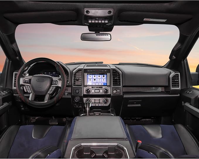 West Llama Customized Auto Car Steering Wheel Cover for Ford F-150, F-250, F-350, Expedition(Diamond Quilted - Black+Red)