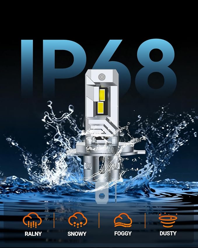 SEALIGHT H4 Fog Bulbs, 55000LM 1000% Brightness H4 Light Bulbs, 6500K Cool White Bulbs with 18000RPM Fan, Plug and Play ATV/UTV, 12-Year Extended Lifespan IP68 Waterproof, Pack of 2