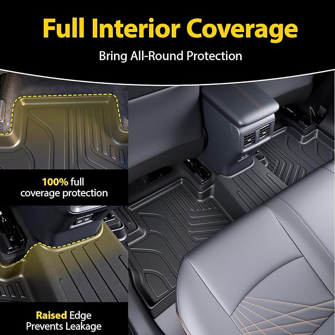 Floor Mat Replacement for 2019-2025 RAV4 ((Include Hybrid) Floor Mats All-Weather TPE Car Floor Mat - Rubber Floor Mat for First and Second Row - Non-Slip Car Mat Accessories