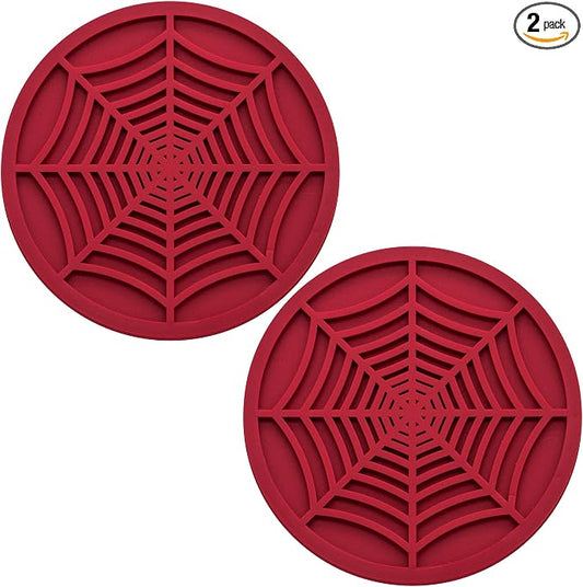 2PCS Car Cup Holder Coasters, 2.75 Inch Universal Non-Slip Insert Water Bottle Holder Pads, Car Interior Accessories Sets (Red)
