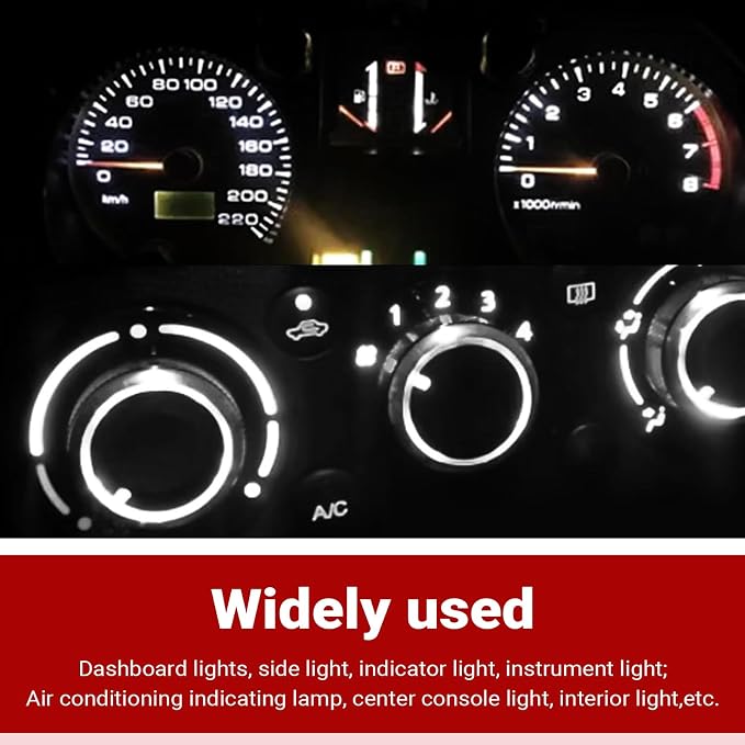 20 PCS 74 LED Bulb Dash Light, Super Bright T5 37 74 LED 3030-3SMD Instrument Light Bulbs, Universal 12V Car Dashboard Lamp Indicator Lights Lamp with Twist Lock Socket, for Most Cars (White)