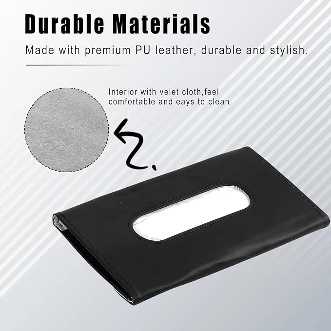 Car Visor Tissue Holder, Sun Visor Napkin Holder for Car, Easy Installation, Universal Accessories Interior Vehicle Tissue Box Suitable for SUVs, Trucks (Black)