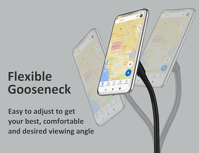 Dual Phone Holder for Car Cup Holder – Long Flexible Neck, 360° Rotatable Car Phone Mount - Adjustable Cell Cup Holder, Universal Size Fits 2 iPhone, Samsung, GPS and More (Magnetic)