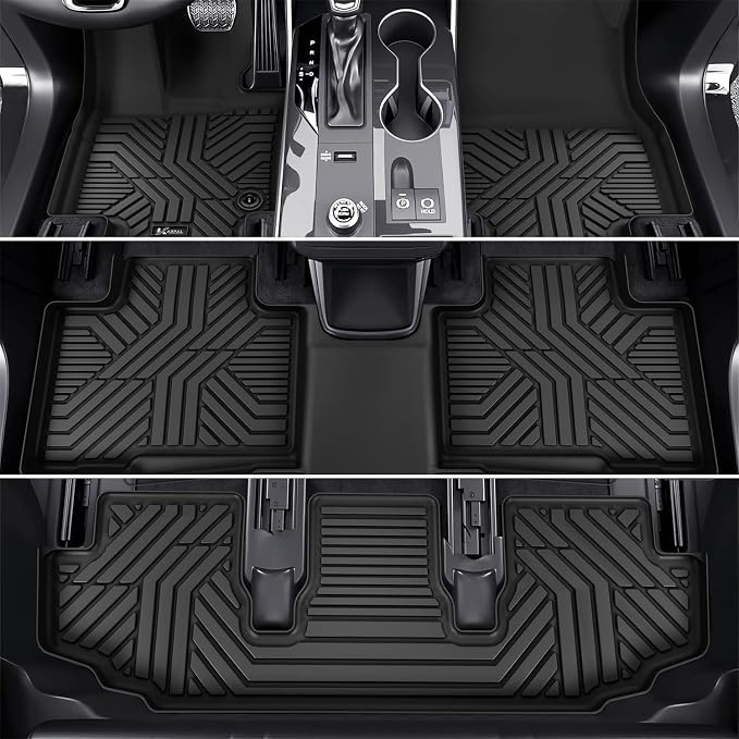 KARPAL Floor Mats for Toyota Highlander 2020-2026 7-Seats (NOT Fit Grand Highlander), Custom Fit All Weather TPE Floor Liners, 1st & 2nd Row & Cargo & Backseat Mat, Highlander Accessories