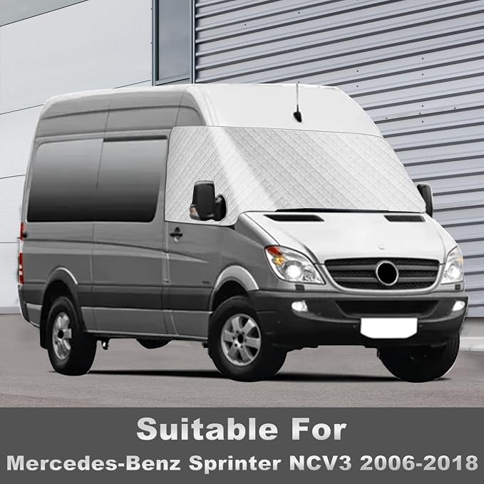 Windshield Sun Shade for Mercedes Sprinter 2006-2018, External 5-Layer Reflective Sunshade for Freightliner Dodge Sprinter & VW Crafter