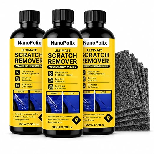 Scratch Remover, Car Paint Repair Paste for Light Scratches, Swirl Marks, Scuffs & Water Spots, Polishing Compound Restores Shine, Safe for All Paint Colors, 100ml with 3 Cloths (3)