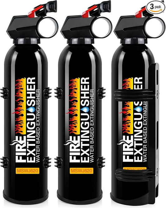 Fire Extinguisher for Home with Mount - 3 Pack Upgraded 8-in-1 Portable Fire Extinguishers for Home, Kitchen, Car, Boat, RV, Vehicle - Water-Based Fire Extinguisher for Class A, B, C, K Fires