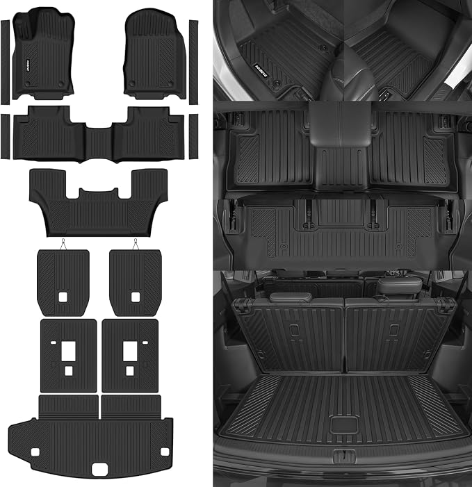 Naibeve Floor Mats for 2013-2015 Dodge Durango 6 Seats 2nd Row Bucket Seats | All Weather Custom Fit Floor Mats, Cargo Mat, 2nd/3rd Row Backrest Mats, Door Sill Guards Interior Protector accessories