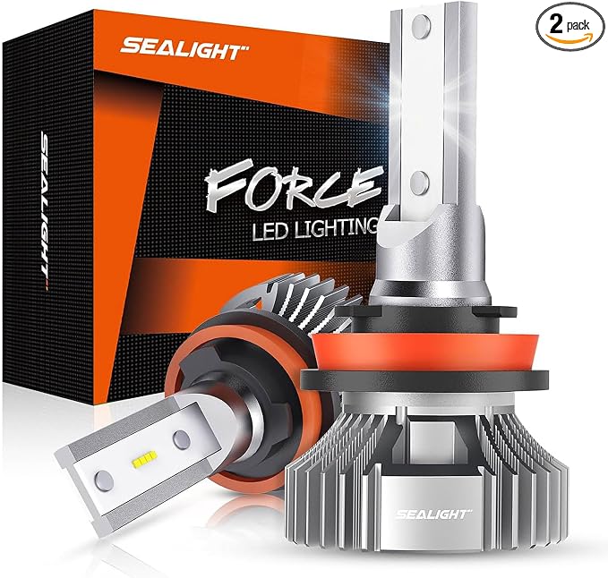 SEALIGHT H11 H8 H16 LED Fog Lights Bulb, 400% Brightness H9 H8 Fog Lights LED Bulb, 6000K White H11 Fog Light Bulbs for Car, 50,000 HRS Lifespan Replacement Fog Light Bulbs, IP68 Waterproof, Pack of 2