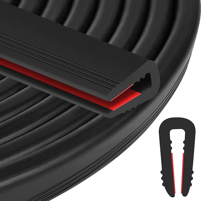 ToLanbbt Rubber Edge Trim U Channel - 3/16" Self Adhesive Sheet Metal Edge Guard Protector, EPDM Seal Strip for Car Doors, Steel Plates, Glass, Hatches, Table Corners, Fit 3/16"(4.8mm), 20Ft, Black