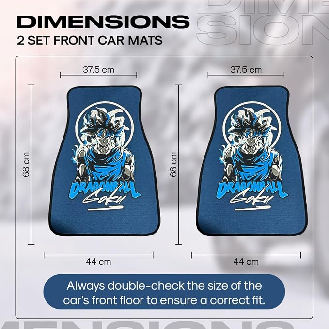 Anime Car Carpet Mat Set of 2 Front, Blue GukooDZB Design Automotive Accessories Interior All Weather Floor Mats Decor with Non Slip Black Anti Skid Backing
