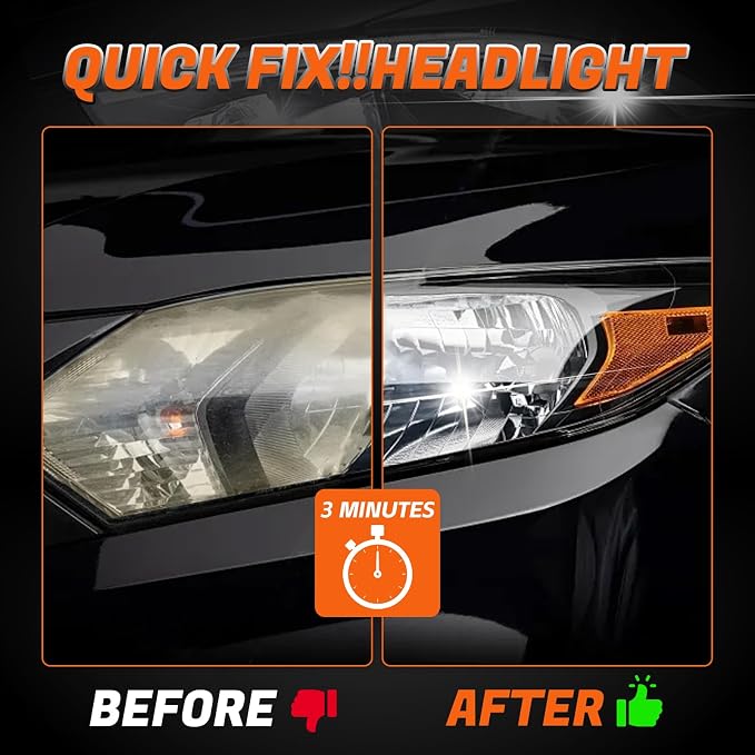 Headlight Restoration Kit Headlight Cleaner Head Light Cleaner Removing Yellowing Oxidized with Headlight Cleaner Towel (Scratches & Damages Cannot be Repaired)