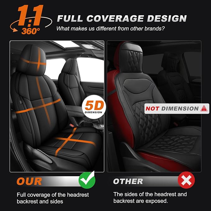AOMSAZTO Custom Fit Seat Covers for Toyota RAV4 2013-2018 | Limited XLE SE Platinum Adventure (NOT for Hybrid) Full Set Faux LeatherAirbag Compatible Waterproof Black
