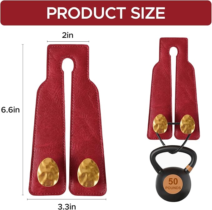 Leather Car Purse Hook for Headrest, 2 Pack (Red-Gold) | Twin Hooks Headrest Hangers, 2/4 Pack, No-Slip, Scratch-Proof, Holds Purses, Backpacks, Grocery Bags, Car Organizer Gift