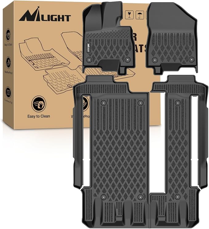 Nilight TPE Floor Mats for Toyota Sienna 8 Seats 2021 2022 2023 2024 2025 All Weather Custom Fit Heavy Duty Floor Liners