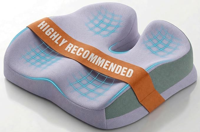 Seat Cushions for Office Chairs Wheelchair Cushion for Long Sitting Back Pain，Memory Foam Seat Car Computer Desk Chair Cushion，Coccyx Cushion for Tailbone Pain Relief Office Chair Butt Pillow Purple | Suitable for prolonged sitting, relieves tailbone p...