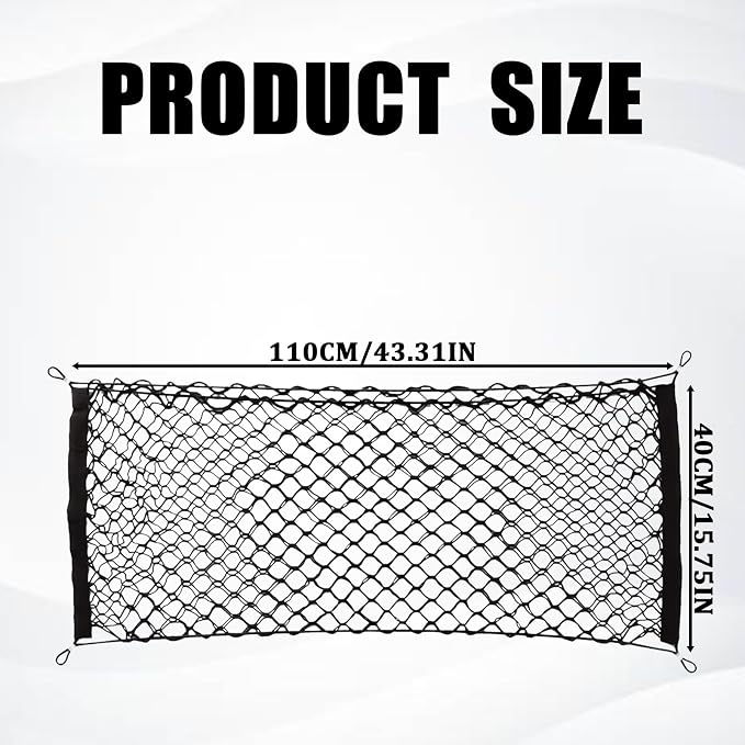 Car Cargo Nets Trunk Organizer, Adjustable Elastic Storage Mesh Double Layer with Hooks, Rear Cargo Net Accessories for Cars Trucks SUVs, Stretchable Heavy Duty Vehicle Organizer 39.4 x 15.7 Inch