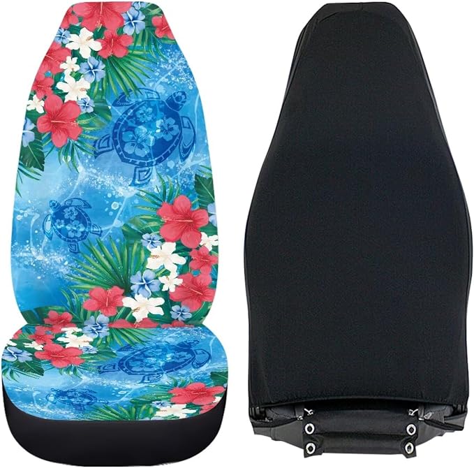 Sea Turtle Car Front Seat Covers Set of 2 Breathable Seat Cover for Front Seats Anti-Slip Hawaiian Removable Automotive Accessories Universal Fits Most Cars,SUVs,Sedans