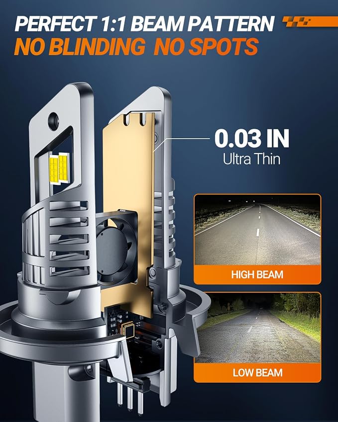 SEALIGHT H13 Bulb, H13 9008 Fog Lights Bulb 40000LM Super Bright,9008 Head Light Bulbs Fanless In Line Car Fog Bulb Plug and Play, Pack of 2