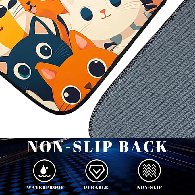 Cat Car Floor Mats Set of 4 Cute Cartoon Colorful Kawaii Anime Carpet Front Rear Carpets Mat Non-Slip Auto Car Accessories Universal Fit for Car SUV Truck Van