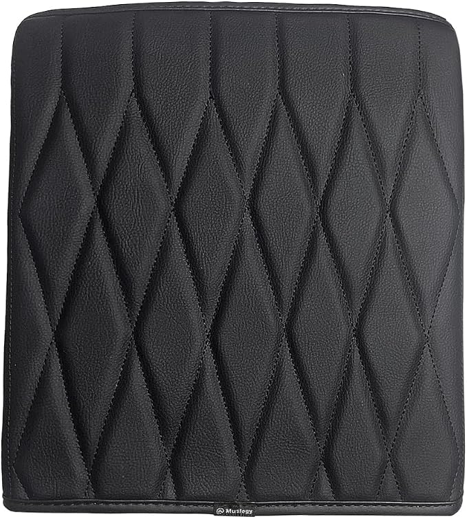 Muslogy Center Console Armrest Cover Fit for Ford F-150 F150 2021-2025 2026 Accessories, Comfort Armrest Pad Console Lid Cushion Vegan Leather Regular Thick(WorkSurface ONLY)