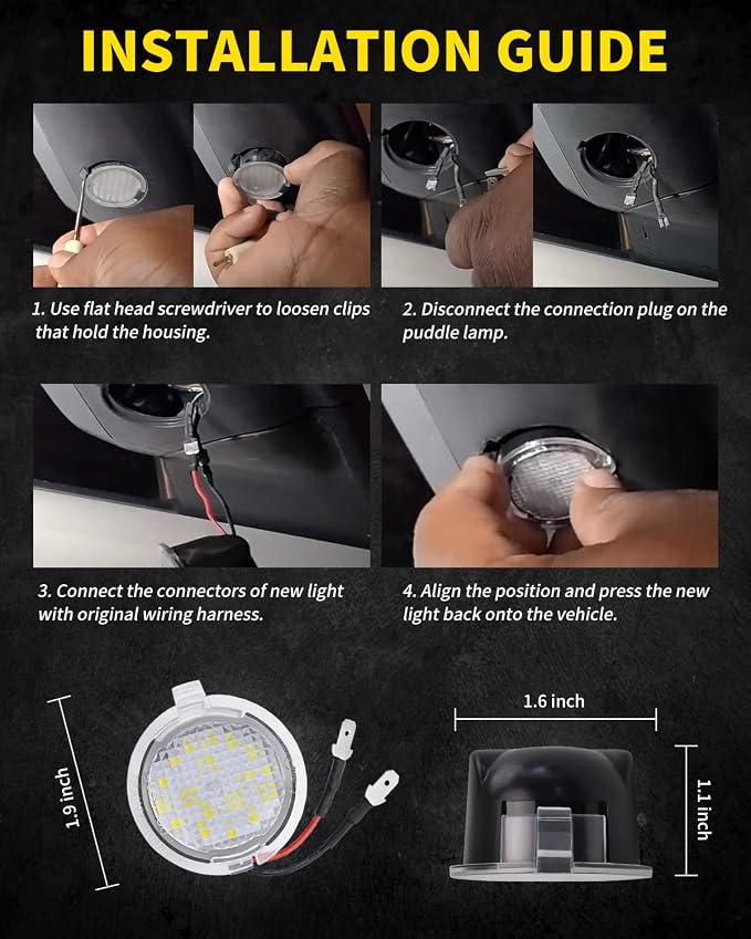 LED Side Mirror Puddle Lights Compatible with Ford F150 Explorer Edge Expedition Flex Taurus X Mirror Signal Lamp Indicator Replacement Accessories, Pack of 2