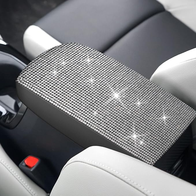 AOMSAZTO Bling Crystal Diamond Console Covers for 2012-2015 Honda Civic Leather Armrest Covers | Breathable Material